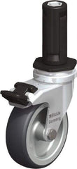 Blickle - 3" Diam x 63/64" Wide x 4" OAH Stem Mount Swivel Caster with Brake - Rubber Elastomer (TPE), 165 Lb Capacity, Plain Bore Bearing, Round Stem - USA Tool & Supply