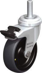 Blickle - 3" Diam x 63/64" Wide x 3-27/32" OAH Stem Mount Swivel Caster with Brake - Rubber Elastomer (TPE), 110 Lb Capacity, Plain Bore Bearing, 3/8 x 1-13/16" Threaded Stem - USA Tool & Supply