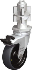 Blickle - 3" Diam x 63/64" Wide x 4" OAH Metal Expander Mount Swivel Caster with Brake - Rubber Elastomer (TPE), 110 Lb Capacity, Plain Bore Bearing, Metal Expander Stem - USA Tool & Supply