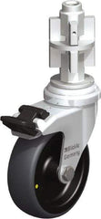 Blickle - 3" Diam x 63/64" Wide x 4" OAH Metal Expander Mount Swivel Caster with Brake - Rubber Elastomer (TPE), 110 Lb Capacity, Plain Bore Bearing, Metal Expander Stem - USA Tool & Supply