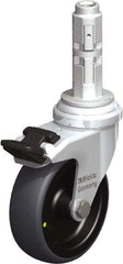 Blickle - 3" Diam x 63/64" Wide x 4" OAH Metal Expander Mount Swivel Caster with Brake - Rubber Elastomer (TPE), 110 Lb Capacity, Plain Bore Bearing, Metal Expander Stem - USA Tool & Supply