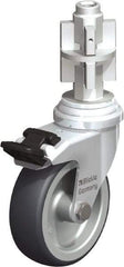 Blickle - 3" Diam x 63/64" Wide x 4" OAH Metal Expander Mount Swivel Caster with Brake - Rubber Elastomer (TPE), 165 Lb Capacity, Plain Bore Bearing, Metal Expander Stem - USA Tool & Supply