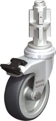 Blickle - 3" Diam x 63/64" Wide x 4" OAH Metal Expander Mount Swivel Caster with Brake - Rubber Elastomer (TPE), 165 Lb Capacity, Plain Bore Bearing, Metal Expander Stem - USA Tool & Supply