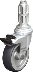 Blickle - 3" Diam x 63/64" Wide x 4" OAH Metal Expander Mount Swivel Caster with Brake - Rubber Elastomer (TPE), 165 Lb Capacity, Plain Bore Bearing, Metal Expander Stem - USA Tool & Supply