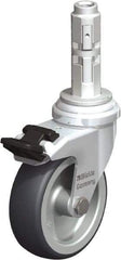 Blickle - 3" Diam x 63/64" Wide x 4" OAH Metal Expander Mount Swivel Caster with Brake - Rubber Elastomer (TPE), 165 Lb Capacity, Plain Bore Bearing, Metal Expander Stem - USA Tool & Supply