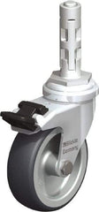 Blickle - 3" Diam x 63/64" Wide x 4" OAH Metal Expander Mount Swivel Caster with Brake - Rubber Elastomer (TPE), 165 Lb Capacity, Plain Bore Bearing, Metal Expander Stem - USA Tool & Supply