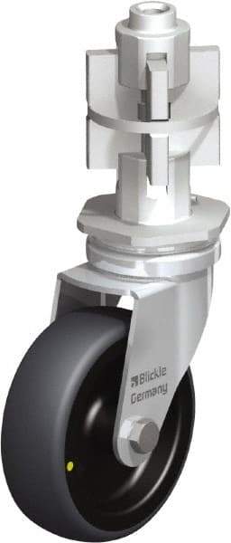 Blickle - 3" Diam x 63/64" Wide x 4" OAH Metal Expander Mount Swivel Caster - Rubber Elastomer (TPE), 110 Lb Capacity, Plain Bore Bearing, Metal Expander Stem - USA Tool & Supply