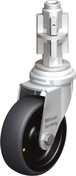 Blickle - 3" Diam x 63/64" Wide x 4" OAH Metal Expander Mount Swivel Caster - Rubber Elastomer (TPE), 110 Lb Capacity, Plain Bore Bearing, Metal Expander Stem - USA Tool & Supply
