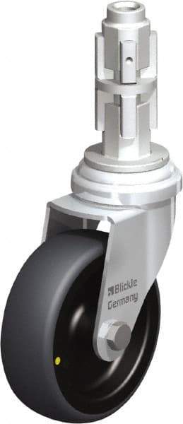 Blickle - 3" Diam x 63/64" Wide x 4" OAH Metal Expander Mount Swivel Caster - Rubber Elastomer (TPE), 110 Lb Capacity, Plain Bore Bearing, Metal Expander Stem - USA Tool & Supply
