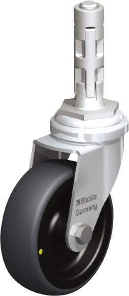 Blickle - 3" Diam x 63/64" Wide x 4" OAH Metal Expander Mount Swivel Caster - Rubber Elastomer (TPE), 110 Lb Capacity, Plain Bore Bearing, Metal Expander Stem - USA Tool & Supply