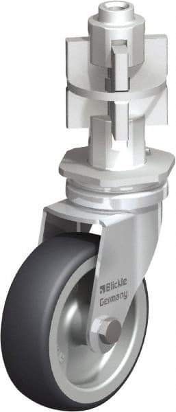 Blickle - 3" Diam x 63/64" Wide x 4" OAH Metal Expander Mount Swivel Caster - Rubber Elastomer (TPE), 165 Lb Capacity, Plain Bore Bearing, Metal Expander Stem - USA Tool & Supply