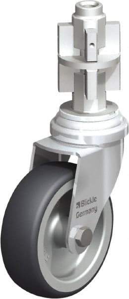 Blickle - 3" Diam x 63/64" Wide x 4" OAH Metal Expander Mount Swivel Caster - Rubber Elastomer (TPE), 165 Lb Capacity, Plain Bore Bearing, Metal Expander Stem - USA Tool & Supply