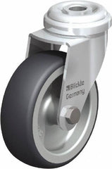 Blickle - 3" Diam x 63/64" Wide x 3-55/64" OAH Hollow Kingpin Mount Swivel Caster - Rubber Elastomer (TPE), 165 Lb Capacity, Plain Bore Bearing, Hollow Kingpin Stem - USA Tool & Supply