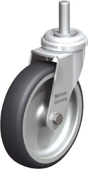 Blickle - 4" Diam x 63/64" Wide x 4-3/4" OAH Stem Mount Swivel Caster - Rubber Elastomer (TPE), 154 Lb Capacity, Plain Bore Bearing, 3/8 x 1-13/16" Threaded Stem - USA Tool & Supply