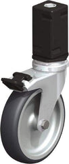 Blickle - 4" Diam x 63/64" Wide x 4-7/8" OAH Stem Mount Swivel Caster with Brake - Rubber Elastomer (TPE), 154 Lb Capacity, Plain Bore Bearing, Square Stem - USA Tool & Supply