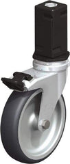 Blickle - 4" Diam x 63/64" Wide x 4-7/8" OAH Stem Mount Swivel Caster with Brake - Rubber Elastomer (TPE), 154 Lb Capacity, Plain Bore Bearing, Square Stem - USA Tool & Supply