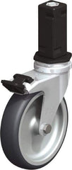 Blickle - 4" Diam x 63/64" Wide x 4-7/8" OAH Stem Mount Swivel Caster with Brake - Rubber Elastomer (TPE), 154 Lb Capacity, Plain Bore Bearing, Square Stem - USA Tool & Supply