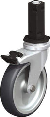 Blickle - 4" Diam x 63/64" Wide x 4-7/8" OAH Stem Mount Swivel Caster with Brake - Rubber Elastomer (TPE), 154 Lb Capacity, Plain Bore Bearing, Square Stem - USA Tool & Supply