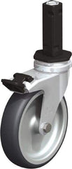 Blickle - 4" Diam x 63/64" Wide x 4-7/8" OAH Stem Mount Swivel Caster with Brake - Rubber Elastomer (TPE), 154 Lb Capacity, Plain Bore Bearing, Square Stem - USA Tool & Supply