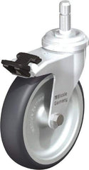 Blickle - 4" Diam x 63/64" Wide x 4-49/64" OAH Stem Mount Swivel Caster with Brake - Rubber Elastomer (TPE), 154 Lb Capacity, Plain Bore Bearing, Friction Stem - USA Tool & Supply