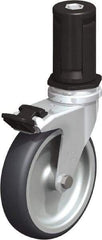 Blickle - 4" Diam x 63/64" Wide x 4-7/8" OAH Stem Mount Swivel Caster with Brake - Rubber Elastomer (TPE), 154 Lb Capacity, Plain Bore Bearing, Round Stem - USA Tool & Supply