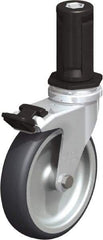 Blickle - 4" Diam x 63/64" Wide x 4-7/8" OAH Stem Mount Swivel Caster with Brake - Rubber Elastomer (TPE), 154 Lb Capacity, Plain Bore Bearing, Round Stem - USA Tool & Supply