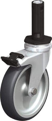 Blickle - 4" Diam x 63/64" Wide x 4-7/8" OAH Stem Mount Swivel Caster with Brake - Rubber Elastomer (TPE), 154 Lb Capacity, Plain Bore Bearing, Round Stem - USA Tool & Supply