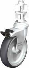 Blickle - 4" Diam x 63/64" Wide x 4-7/8" OAH Metal Expander Mount Swivel Caster with Brake - Rubber Elastomer (TPE), 154 Lb Capacity, Plain Bore Bearing, Metal Expander Stem - USA Tool & Supply