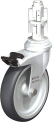 Blickle - 4" Diam x 63/64" Wide x 4-7/8" OAH Metal Expander Mount Swivel Caster with Brake - Rubber Elastomer (TPE), 154 Lb Capacity, Plain Bore Bearing, Metal Expander Stem - USA Tool & Supply