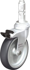 Blickle - 4" Diam x 63/64" Wide x 4-7/8" OAH Metal Expander Mount Swivel Caster with Brake - Rubber Elastomer (TPE), 154 Lb Capacity, Plain Bore Bearing, Metal Expander Stem - USA Tool & Supply