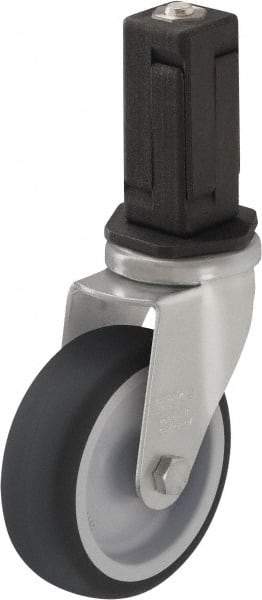 Blickle - 4" Diam x 63/64" Wide x 4-7/8" OAH Stem Mount Swivel Caster - Rubber Elastomer (TPE), 154 Lb Capacity, Plain Bore Bearing, Square Stem - USA Tool & Supply