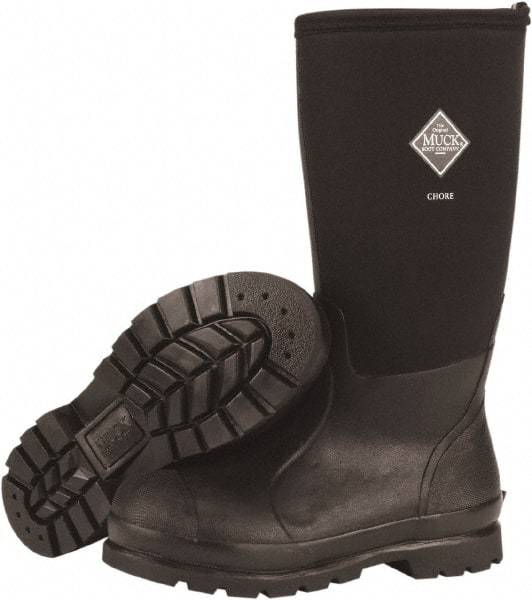 Honeywell - Men's Size 12 Wide Width Reinforced Knee Boot - Black, Neoprene Upper, Rubber Outsole, 16" High, Pull-On - USA Tool & Supply