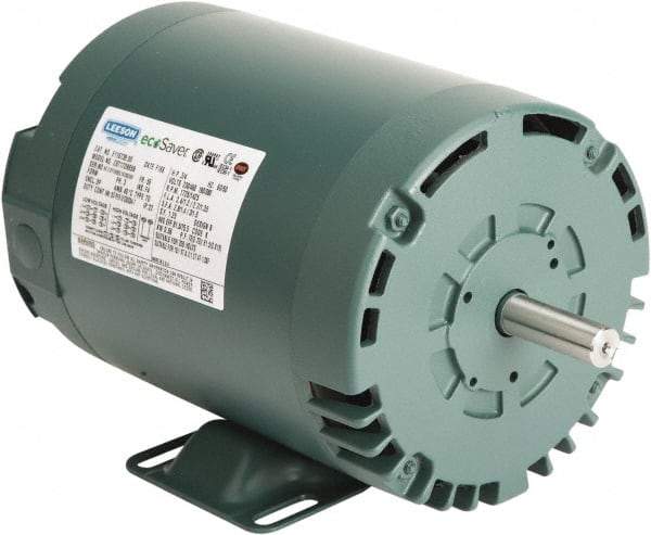 Leeson - 1/2 Max hp, 1,800 Max RPM, Premium Efficient Electric AC DC Motor - 230/460 V Input, Three Phase, 56 Frame, 5/8" Shaft Diam, Rigid Base Mount, ODP Enclosure - USA Tool & Supply