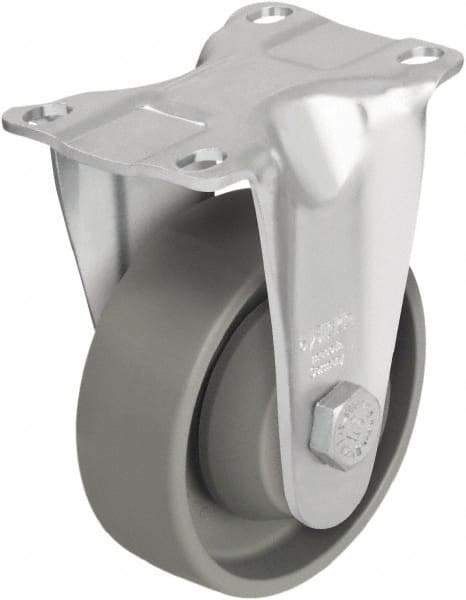 Blickle - 3-1/2" Diam x 1-1/4" Wide x 4-11/16" OAH Top Plate Mount Rigid Caster - Impact-Resistant Nylon, 400 Lb Capacity, Ball Bearing, 3-5/8 x 2-1/2" Plate - USA Tool & Supply