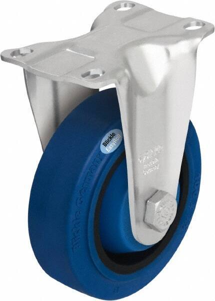Blickle - 5" Diam x 1-3/8" Wide x 6-1/8" OAH Top Plate Mount Rigid Caster - Solid Rubber, 400 Lb Capacity, Ball Bearing, 3-5/8 x 2-1/2" Plate - USA Tool & Supply