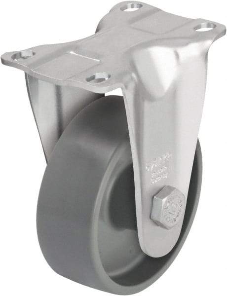 Blickle - 3-1/2" Diam x 1-1/4" Wide x 4-11/16" OAH Top Plate Mount Rigid Caster - Impact-Resistant Nylon, 400 Lb Capacity, Plain Bore Bearing, 3-5/8 x 2-1/2" Plate - USA Tool & Supply