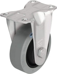 Blickle - 4" Diam x 1-3/8" Wide x 5-1/8" OAH Top Plate Mount Rigid Caster - Solid Rubber, 400 Lb Capacity, Ball Bearing, 3-5/8 x 2-1/2" Plate - USA Tool & Supply