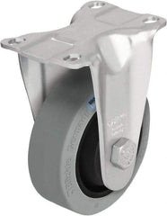 Blickle - 3-1/2" Diam x 1-1/4" Wide x 4-11/16" OAH Top Plate Mount Rigid Caster - Solid Rubber, 350 Lb Capacity, Ball Bearing, 3-5/8 x 2-1/2" Plate - USA Tool & Supply