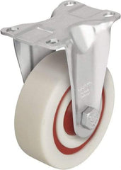 Blickle - 4" Diam x 1-3/8" Wide x 5-1/8" OAH Top Plate Mount Rigid Caster - Impact-Resistant Nylon, 400 Lb Capacity, Ball Bearing, 3-5/8 x 2-1/2" Plate - USA Tool & Supply