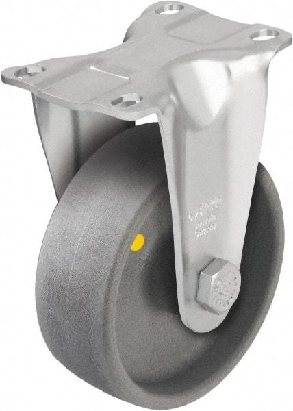 Blickle - 4" Diam x 1-7/16" Wide x 5-1/8" OAH Top Plate Mount Rigid Caster - Impact-Resistant Nylon, 400 Lb Capacity, Plain Bore Bearing, 3-5/8 x 2-1/2" Plate - USA Tool & Supply