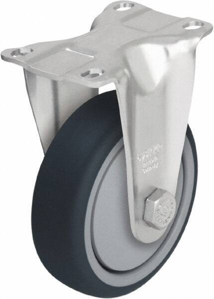 Blickle - 4" Diam x 1-1/4" Wide x 5-1/8" OAH Top Plate Mount Rigid Caster - Thermoplastic Polyurethane, 400 Lb Capacity, Ball Bearing, 3-5/8 x 2-1/2" Plate - USA Tool & Supply