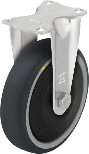 Blickle - 4" Diam x 1-1/4" Wide x 5-1/8" OAH Top Plate Mount Rigid Caster - Thermoplastic Polyurethane, 400 Lb Capacity, Ball Bearing, 3-5/8 x 2-1/2" Plate - USA Tool & Supply