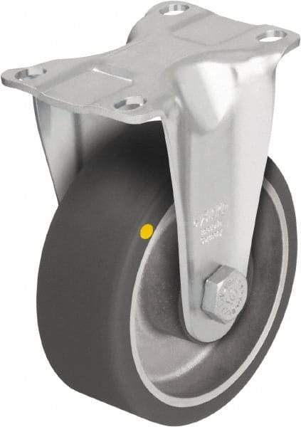 Blickle - 5" Diam x 1-9/16" Wide x 6-1/8" OAH Top Plate Mount Rigid Caster - Polyurethane-Elastomer Blickle Softhane, 400 Lb Capacity, Ball Bearing, 3-5/8 x 2-1/2" Plate - USA Tool & Supply