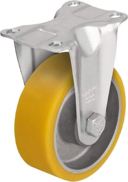 Blickle - 5" Diam x 1-9/16" Wide x 6-1/8" OAH Top Plate Mount Rigid Caster - Polyurethane-Elastomer Blickle Softhane, 400 Lb Capacity, Ball Bearing, 3-5/8 x 2-1/2" Plate - USA Tool & Supply