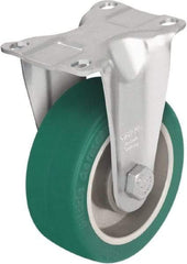 Blickle - 4" Diam x 1-9/16" Wide x 5-1/8" OAH Top Plate Mount Rigid Caster - Polyurethane-Elastomer Blickle Softhane, 400 Lb Capacity, Ball Bearing, 3-5/8 x 2-1/2" Plate - USA Tool & Supply