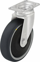 Blickle - 5" Diam x 1-1/4" Wide x 6-1/8" OAH Top Plate Mount Swivel Caster - Thermoplastic Polyurethane, 400 Lb Capacity, Ball Bearing, 3-5/8 x 2-1/2" Plate - USA Tool & Supply