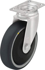 Blickle - 4" Diam x 1-1/4" Wide x 5-1/8" OAH Top Plate Mount Swivel Caster - Thermoplastic Polyurethane, 400 Lb Capacity, Ball Bearing, 3-5/8 x 2-1/2" Plate - USA Tool & Supply