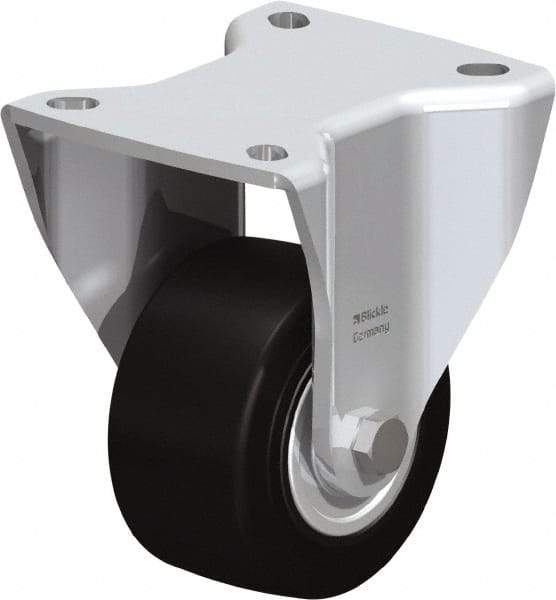 Blickle - 3" Diam x 1-49/64" Wide x 4-23/32" OAH Top Plate Mount Rigid Caster - Solid Rubber, 440 Lb Capacity, Ball Bearing, 3-15/16 x 3-3/8" Plate - USA Tool & Supply