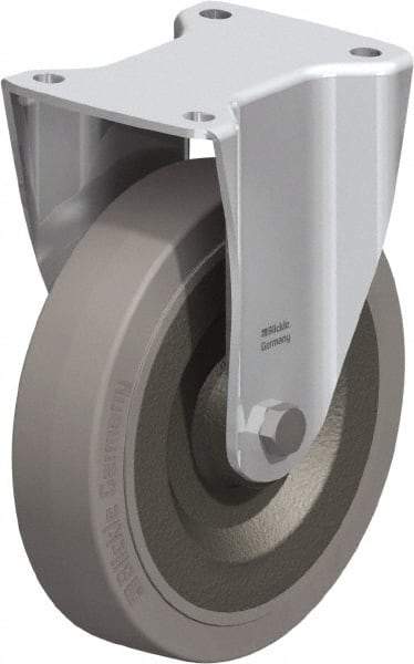 Blickle - 8" Diam x 1-31/32" Wide x 9-41/64" OAH Top Plate Mount Rigid Caster - Solid Rubber, 1,320 Lb Capacity, Ball Bearing, 5-1/2 x 4-3/8" Plate - USA Tool & Supply