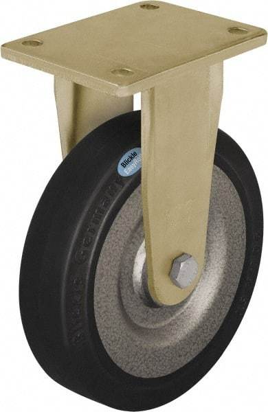 Blickle - 6-1/2" Diam x 1-31/32" Wide x 8-5/64" OAH Top Plate Mount Rigid Caster - Solid Rubber, 990 Lb Capacity, Ball Bearing, 5-1/2 x 4-3/8" Plate - USA Tool & Supply
